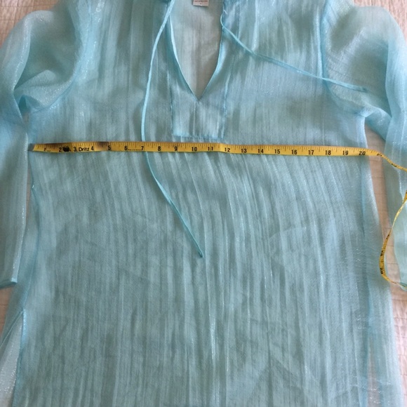 NWOT Neiman Marcus Exclusive silk turquoise hoodie - Picture 4 of 8